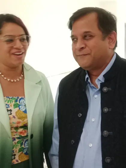 Engaging in a conversation with the co-founder of Justdial at a corporate event. I enjoy interacting with industry leaders and facilitating meaningful connections during conferences and networking sessions.