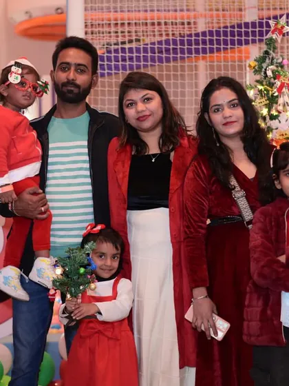 A family enjoying our festive Christmas carnival event.