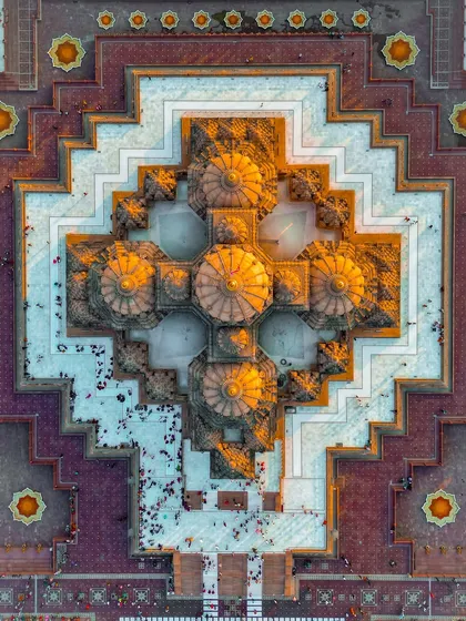 From above, the Akshardham temple in Delhi reveals a perfect, divine symmetry. My drone photography aims to uncover these hidden patterns in sacred architecture, showing a perspective that is both grand and serene.