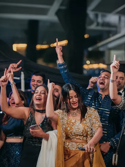 Pure happiness captured on the Sangeet dance floor. My goal is to create an atmosphere where guests feel free to celebrate and have the time of their lives.