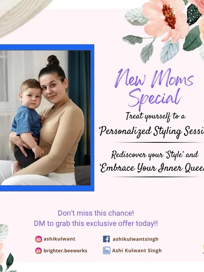 A special for new moms. I offer personalized styling sessions to help you rediscover your style and embrace your inner queen during this beautiful new phase of life. You deserve to feel fabulous.
