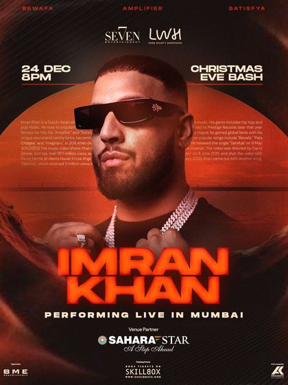 A poster for a Christmas Eve Bash in Mumbai featuring a live performance by Imran Khan.