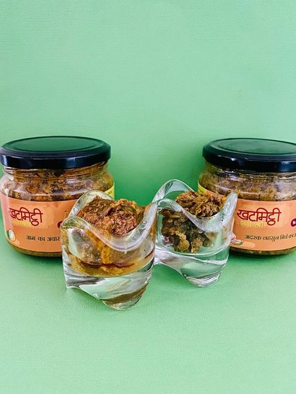 A close-up of my pickles from a collaboration. It's wonderful to see how others present and enjoy the achaars I make with so much love.