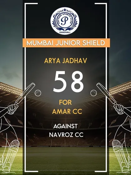 Arya Jadhav scored another 58 runs for Amar Cricket Club, showing his consistent form.