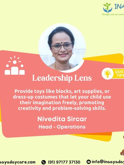 A tip from our Head of Operations, Nivedita Sircar, on providing open-ended toys like blocks and art supplies to promote imagination and problem-solving.