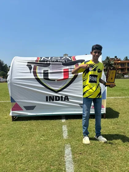 Vihaan posing with his well-deserved award at the Goa Football Festival 2024.