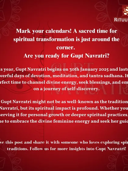 Mark your calendars for Gupt Navratri, beginning January 30th. This is a sacred time for spiritual transformation, perfect for channeling divine energy and embarking on a journey of self-discovery through devotion, meditation, and tantra sadhana.