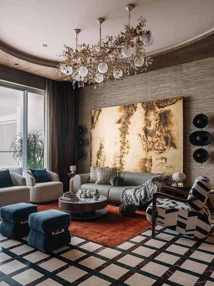 I believe a living space should be a sanctuary of sophistication and warmth. This room, dressed in a luxurious grasscloth wallpaper, exemplifies this philosophy, blending natural textures with a refined aesthetic to create an atmosphere of serene elegance.