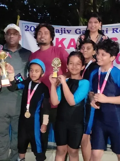 The team celebrating their victory. Participating in competitions teaches sportsmanship and rewards dedication.