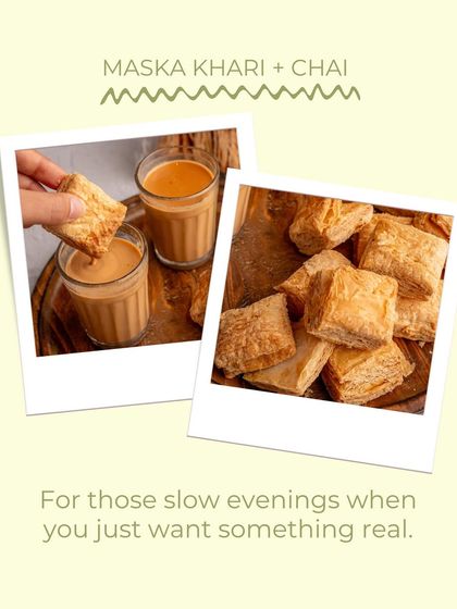 For those slow evenings, nothing beats the simple joy of Maska Khari and chai. This pairing brings comfort and conversation together, one crunchy bite at a time.