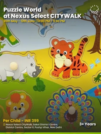 A poster for Puzzle World, showing the variety of puzzle-based activities for kids aged 3 and up.