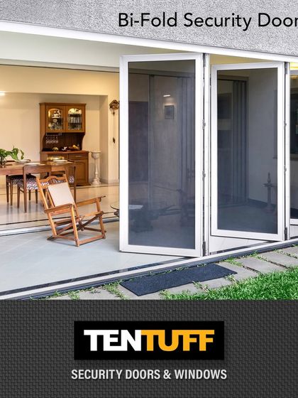 Another view of our Bi-Fold Security Doors, demonstrating their flexibility. Whether fully open to merge spaces or partially folded, they adapt to your needs. Each panel is engineered for strength and smooth operation, making them a practical and secure choice for large openings.