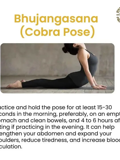 Bhujangasana, or Cobra Pose, strengthens the spine and abdomen while increasing circulation. It is a vital part of the sun salutation sequence and a great heart-opener.