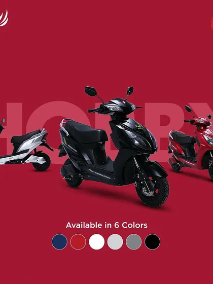 Our paintable cyclorama wall is ideal for clean and impactful product photography, including large items like automobiles. This shoot for SES Electric scooters used a bold, color-blocked background to create a graphic and memorable product showcase for their advertising campaign.