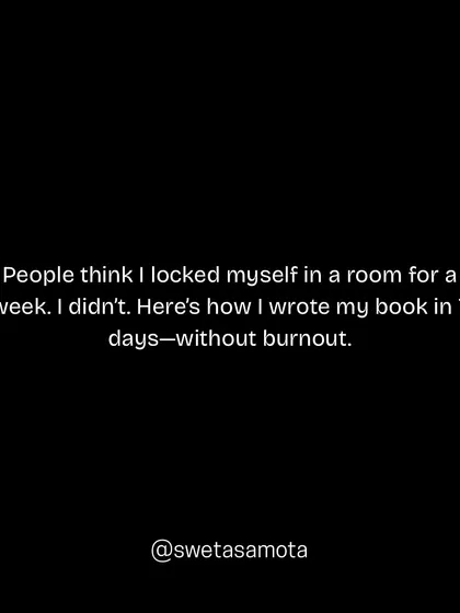 People think I locked myself in a room for a week to write my book. The truth is, I wrote it in 7 days without burnout by following a system.