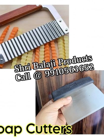 I stock a variety of manual soap cutters, including this crinkle cutter for wavy-edged bars and a straight-edge scraper for smooth cuts and cleaning.