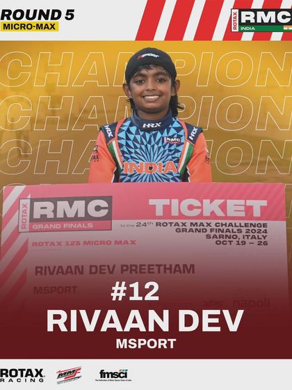 Rivaan Dev of Msport, our 2024 Micro Max National Champion, proves that talent has no age limit. He secured his ticket to the international Grand Finals, showcasing the global opportunities available even for our youngest racers.