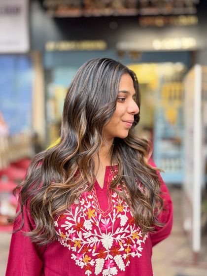 Our famous Caramel Brown zulfein. These shots showcase the beautiful, flowing waves and perfectly blended caramel highlights that look stunning from every angle, especially on long Indian hair.
