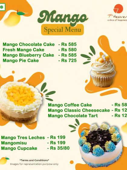 Mango lovers, this one's for you. Our special Mango Menu lists all our tropical treats, from the Mango Chocolate Cake to the Mango Tres Leches.