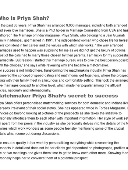 DNA India has highlighted my journey of arranging over 9,000 marriages and pioneering speed-dating events in India. The articles note the praise I've received from iconic figures like Dhirubhai Ambani and Ratan Tata for my contribution to the field.
