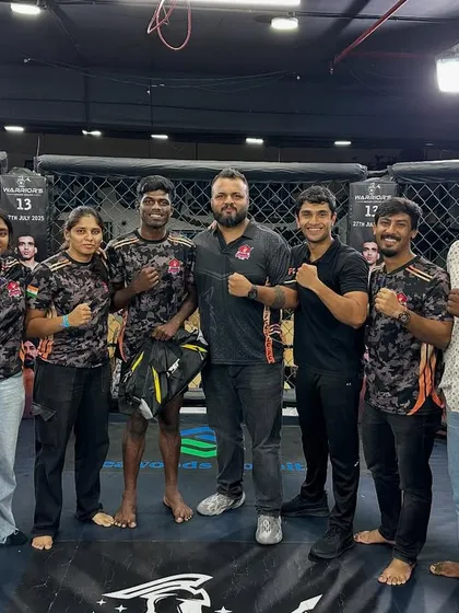 The team celebrating Vishal's dominant first-round submission victory. A win for one is a win for all. We are all part of the journey.