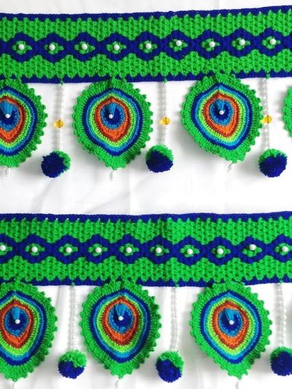 A pair of custom length peacock feather torans, ready for dispatch. I can make them in any size you need.