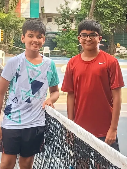 Two young players ready for their match at the inter-school MSSA tournament, showing the bright future of tennis.