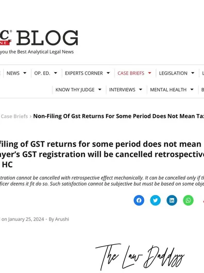 Navigating tax law requires a deep understanding of complex regulations. I successfully challenged a retrospective GST cancellation for a client, leading to the restoration of their registration. This win, covered by SCC Online, highlights my ability to achieve favorable outcomes in specialized areas like GST and tax law.