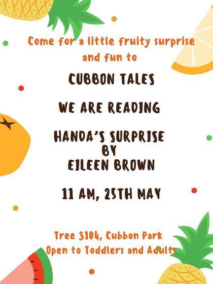 Our poster for 'Handa's Surprise', a session that explores different cultures, often a great opportunity for guest speakers to share their experiences.