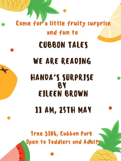 Our poster for 'Handa's Surprise', a session that explores different cultures, often a great opportunity for guest speakers to share their experiences.