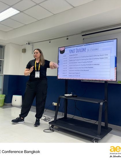 A teacher from our PE department outlines a unit plan at the PHASE conference. This demonstrates the thoughtful curriculum design that underpins our physical education and wellness programs.