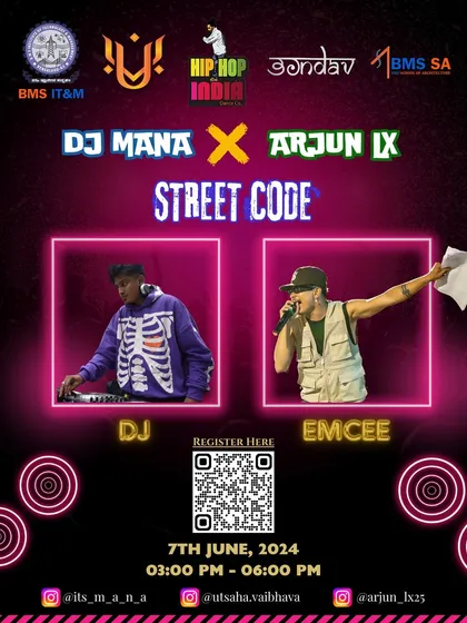Our faculty are key players in the national scene. Here are our DJ and Emcee for the "Street Code" battle, representing HipHop India and supporting the next wave of college dancers.