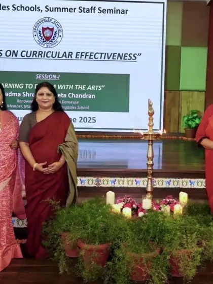 A group photograph with the organizing committee at Springdales School after a fulfilling session on curricular effectiveness and the arts.
