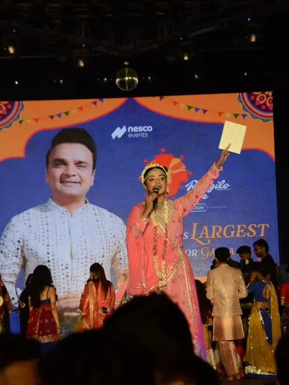 Leading the divine Maha-Aarti on Durga Ashtami. This is a sacred and powerful moment at Rangilo Re, where all the artists come together to celebrate the victory of good over evil.