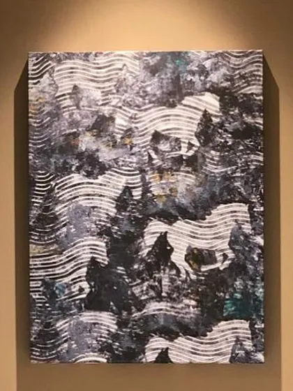 A detailed shot of the galloping horses artwork. I use texture and abstract patterns to convey the raw power and spirit of the animals, making it more than just a depiction.