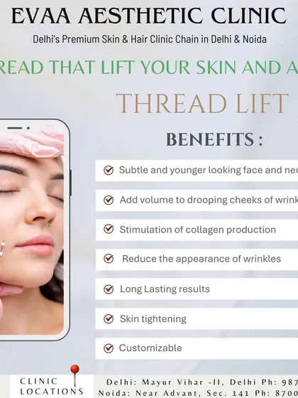 Discover the benefits of a Thread Lift, one of our primary anti-aging treatments. This customizable procedure provides long-lasting, natural-looking results by stimulating collagen and adding volume to reduce wrinkles.