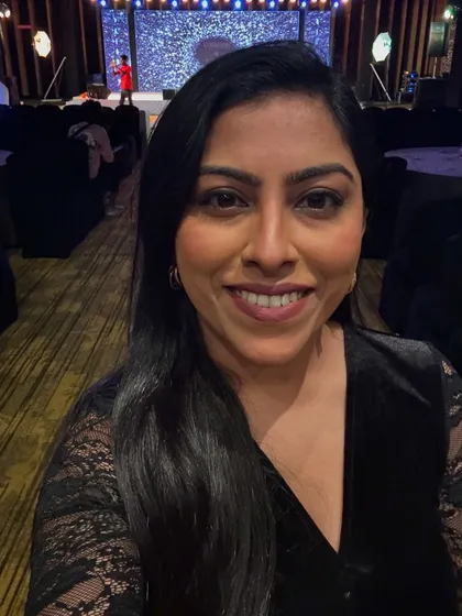 A selfie from my position at a Sangeet event, with the stage ready for action in the background. I am always prepared and in position to ensure the show runs smoothly.