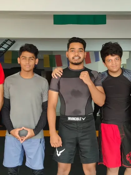 'Z Grapplers', led by one of our senior members, posing before the start of our in-house competition.