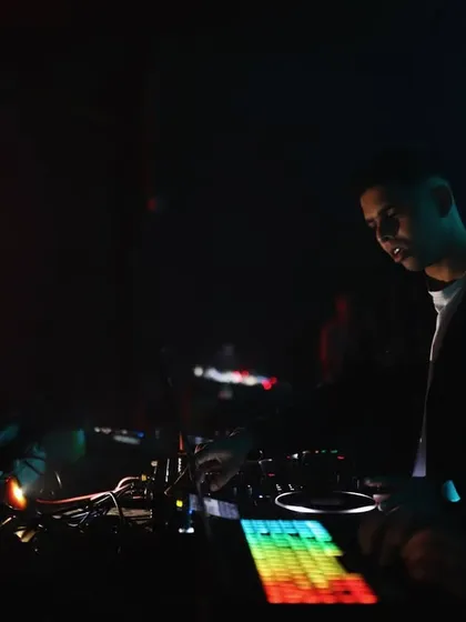 A moody shot at the decks at MH04, with the red neon sign in the background.
