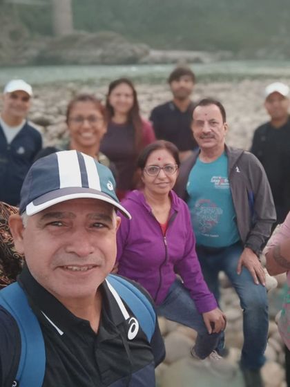 A selfie with the group by the river, enjoying the serene environment of our Ultimate Survival Camp.