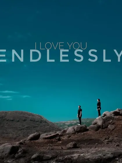 A dramatic landscape shot with the couple as a small part of the vast scenery, overlaid with the words "I Love You Endlessly." It’s a powerful and cinematic declaration of love.