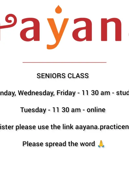 Our seniors class schedule for both in-studio and online sessions. We offer accessible options to help our senior community stay active, mobile, and connected.