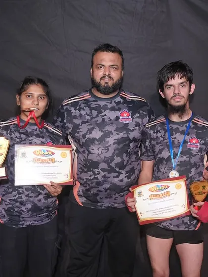 Our champions, Heena and Farhan, with their trophies and medals. One dominant win and one hard-fought battle. Both showed the heart of a warrior.