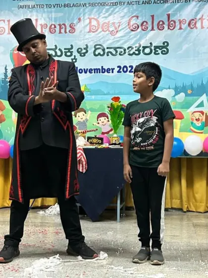 A young volunteer looks on with amazement during a trick. Capturing these moments of pure wonder is a special part of every show.