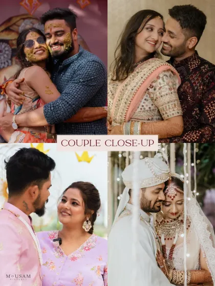 A collage showcasing the many faces of love. From the playful joy of a haldi ceremony to the serene romance of a formal portrait, I focus on capturing the full spectrum of your emotions. These couple close-ups are the heartbeats of your wedding story.