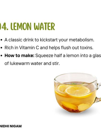 A great morning drink to boost energy is lemon water. This classic drink kickstarts your metabolism and is rich in Vitamin C to help flush out toxins.