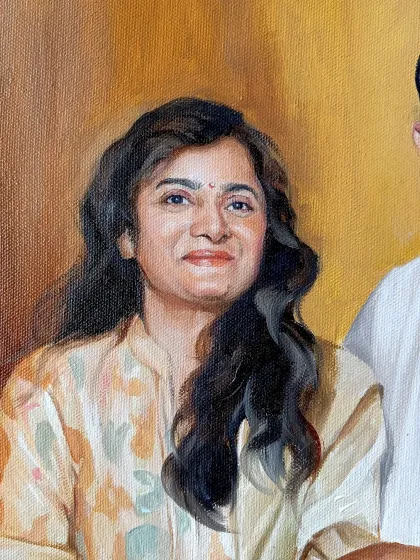 Close-up of the wife's face from the anniversary portrait.