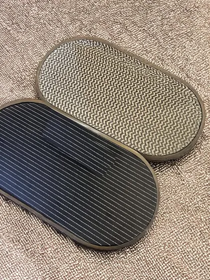 These unique decor trays were created for our Vasant Kunj farmhouse project. The textured surfaces are made from upcycled materials, blending modern sophistication with sustainable practices.