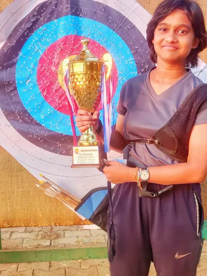 Our student Shreyasi Vidya awarded by her school, Balmohan Vidyalaya, for her archery achievements. We love seeing our archers recognized in their communities.