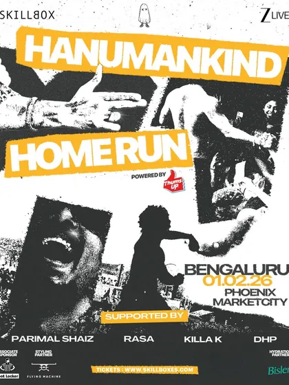 Another variation of the Hanumankind Home Run tour poster, capturing the raw, unapologetic vibe of the event.